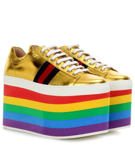 fake gucci rainbow shoes|gucci rainbow platform sneakers.